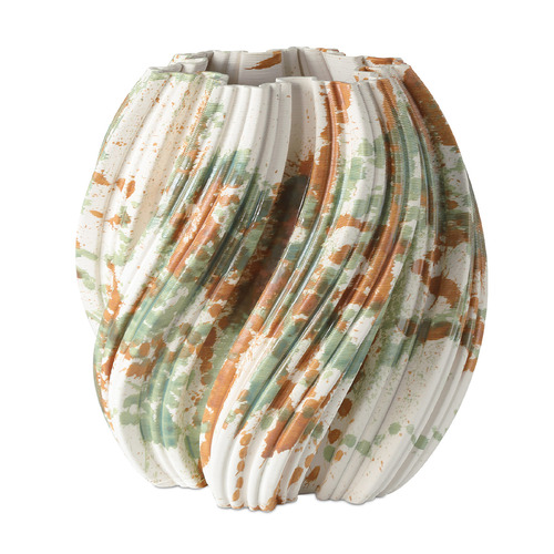 Currey and Company Camouflage Green & Brown & Off-White Vase