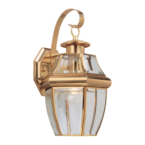 Lancaster 14-Inch Outdoor Wall Light in Polished Brass by Generation Lighting