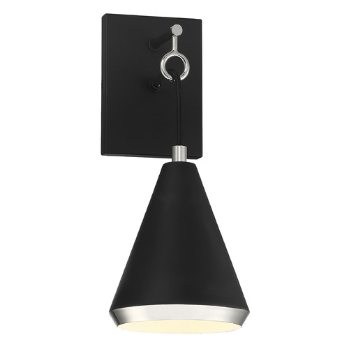 Meridian 17-Inch Wall Sconce in Matte Black & Polished Nickel by Meridian M90066MBKPN