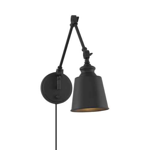 Meridian Matte Black Plug and Cord Wall Lamp Set of 2