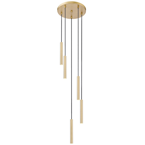 Z-Lite Forest Modern Gold LED Multi-Light Pendant with Cylindrical Shade