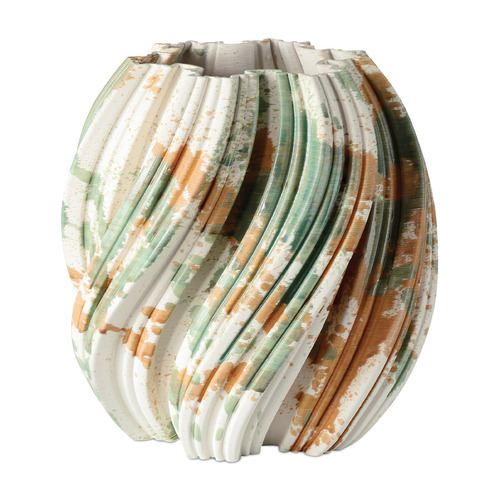 Currey and Company Camouflage Green & Brown & Off-White Vase