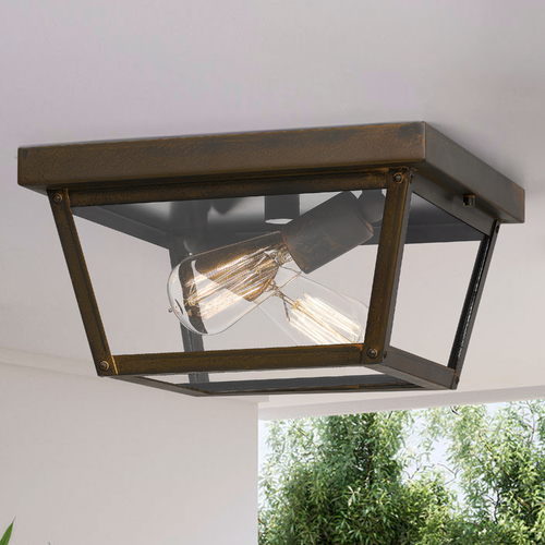 Quoizel Lighting Quoizel Rue De Royal Industrial Bronze Close to Ceiling Light with Clear Glass RO1612IZ