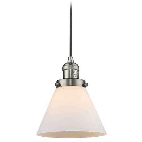 Innovations Lighting Innovations Lighting Large Cone Brushed Satin Nickel Mini-Pendant Light with Conical Shade 201C-SN-G41