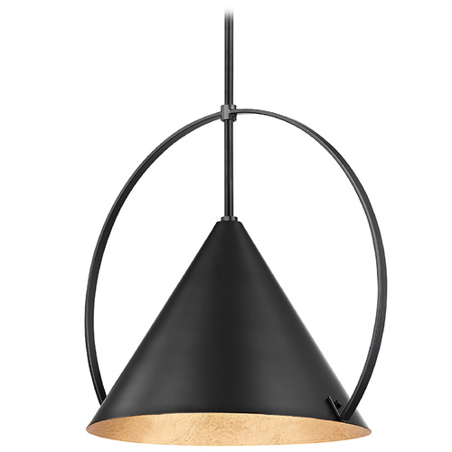 Troy Lighting Troy Lighting Mari Gold Leaf & Soft Black Pendant Light with Conical Shade F1818-GL/SBK