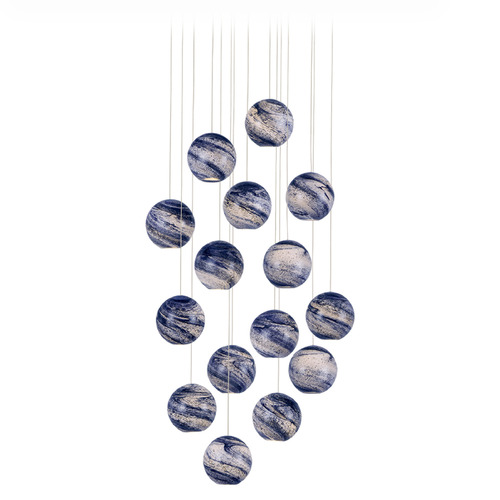 Currey and Company Palatino Silver Multi-Light Pendant with Globe Shade