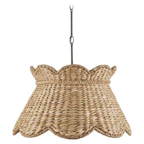 Currey and Company Annabelle Natural / Mole Black Pendant Light with Scalloped Shade