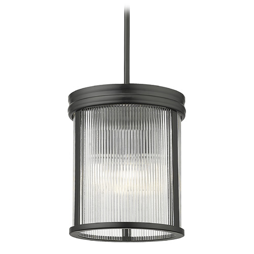 Z-Lite Carnaby Matte Black Mini-Pendant Light with Cylindrical Shade