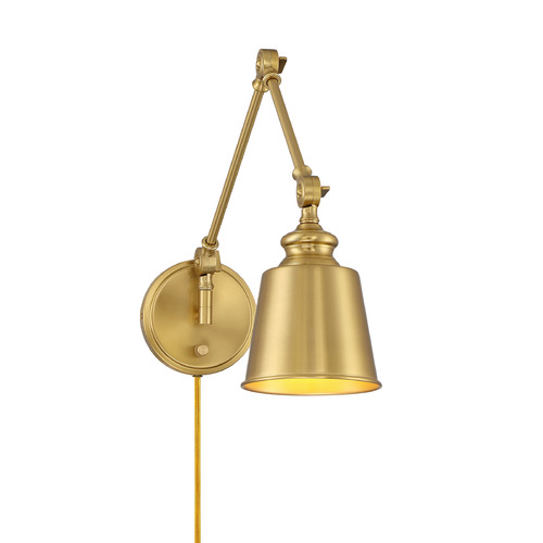 Meridian Natural Brass Plug and Cord Wall Lamp Set of 2