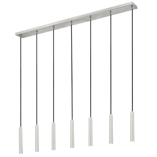 Z-Lite Z-Lite Forest Brushed Nickel LED Multi-Light Pendant with Cylindrical Shade 919MP12-7L-BN-LED