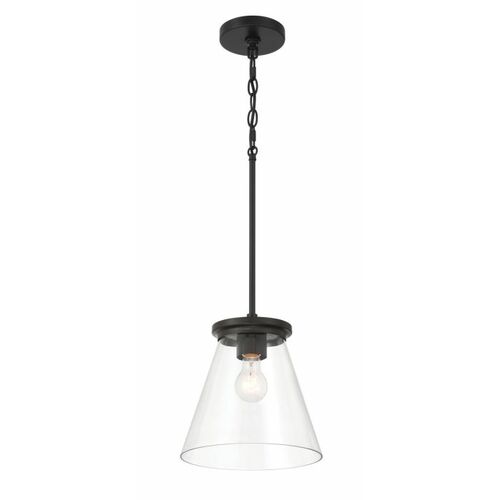 Craftmade Lighting Connell Flat Black Mini-Pendant Light with Conical Shade