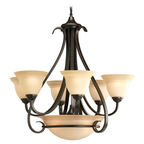 Progress Lighting Torino 28.63-Inch Chandelier with Center Bowl in Bronze by Progress P4417-77