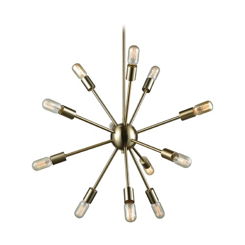 Elk Lighting Mid-Century Modern Chandelier Brass Delphine by Elk Lighting 46244/12