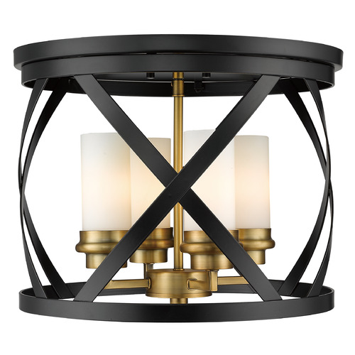 Z-Lite Malcalester Matte Black & Olde Brass Flush Mount by Z-Lite 481F16-MB-OBR