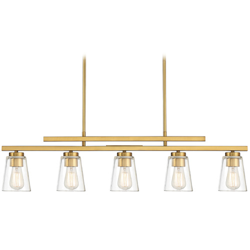 Savoy House Lighting Warm Brass Island Light with Conical Shade