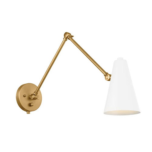 Kichler Lighting Sylvia Adjustable Wall Lamp in Brass & White by Kichler Lighting 52486NBRW