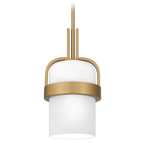 Quoizel Lighting Duval Aged Brass Mini-Pendant Light with Cylindrical Shade