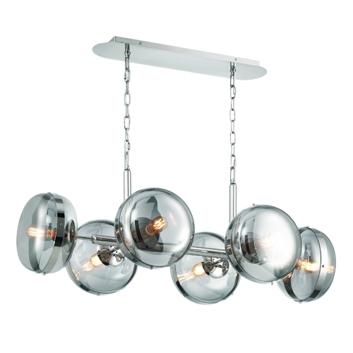 Notthingham 6-Light Linear Chandelier in Polished Nickel by Eurofase