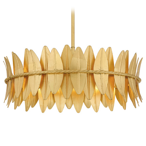 Quoizel Lighting Liza Gold Leaf Pendant Light with Drum Shade