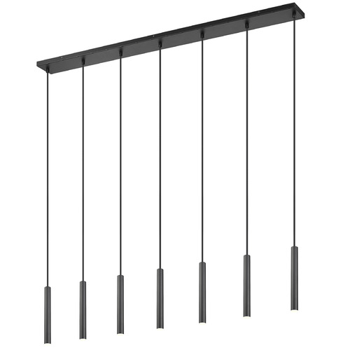 Z-Lite Forest Matte Black LED Multi-Light Pendant with Cylindrical Shade