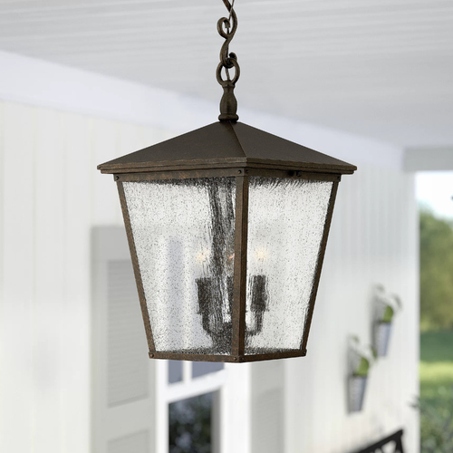 Hinkley Seeded Glass Outdoor Hanging Light Bronze Hinkley 1432RB