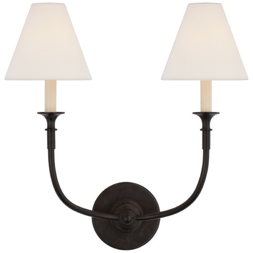 Visual Comfort Signature Collection Thomas OBrien Piaf Double Sconce in Aged Iron by Visual Comfort Signature TOB2451AIL