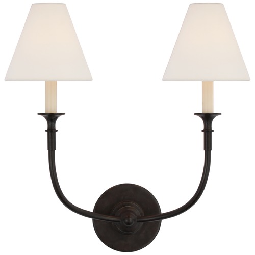 Thomas OBrien Piaf Double Sconce in Aged Iron by Visual Comfort Signature
