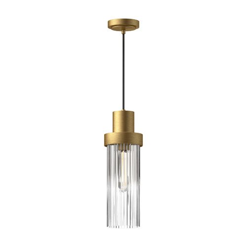 Kent Fluted Glass Mini Pendant in Brushed Gold by Alora Lighting