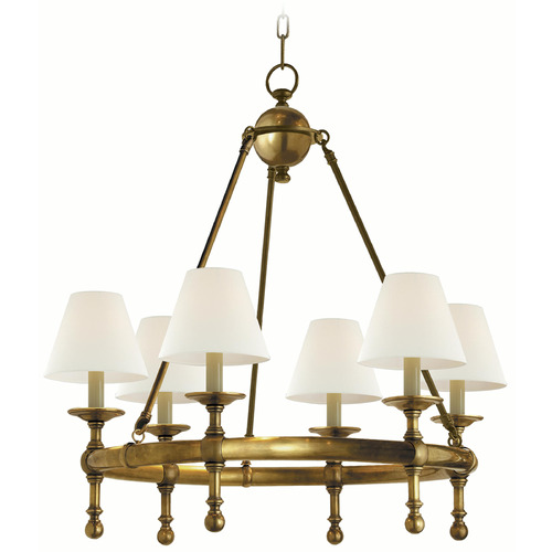 Visual Comfort Signature Collection Chapman & Myers Classic Hand-Rubbed Antique Brass Chandelier
