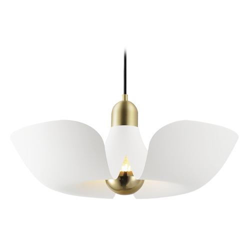 Maxim Lighting Poppy White & Satin Brass LED Pendant by Maxim Lighting 11392WTSBR