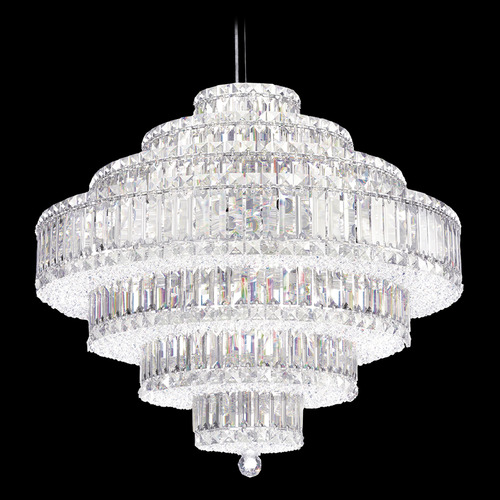 Schonbek Worldwide Lighting Plaza Polished Stainless Steel Pendant Light with Drum Shade