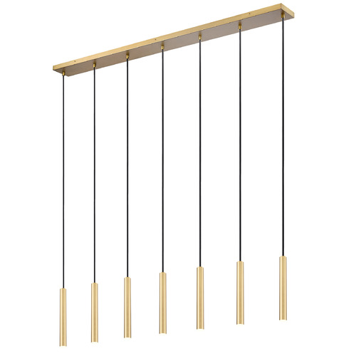 Z-Lite Forest Modern Gold LED Multi-Light Pendant with Cylindrical Shade