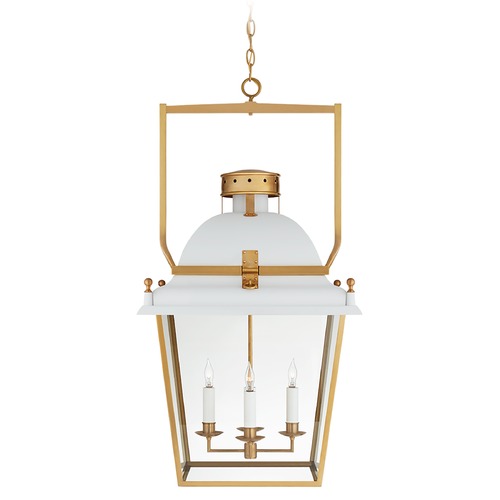 Visual Comfort Signature Collection Chapman & Myers Coventry Lantern in White & Brass by Visual Comfort Signature CHC5110WHTABCG