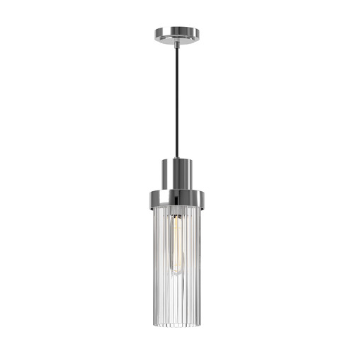 Kent Fluted Glass Mini Pendant in Chrome by Alora Lighting