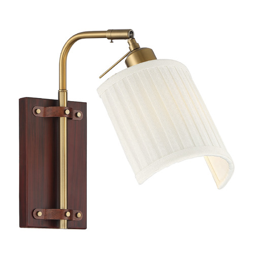 Meridian 12-Inch High Wall Sconce in Redwood & Natural Brass by Meridian M90068NB