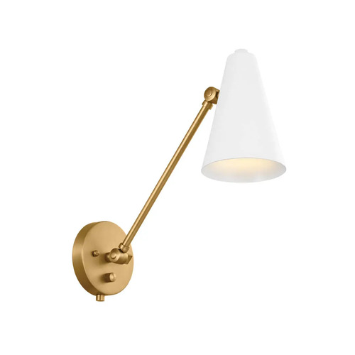 Kichler Lighting Sylvia Wall Lamp in Natural Brass & White by Kichler Lighting 52485NBRW