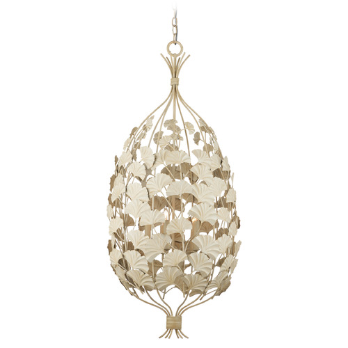 Currey and Company Maidenhair Antique Pearl Pendant Light with Oblong Shade