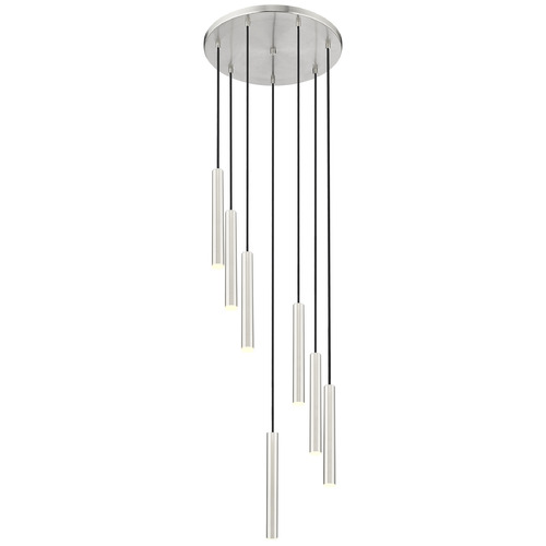 Z-Lite Forest Brushed Nickel LED Multi-Light Pendant with Cylindrical Shade