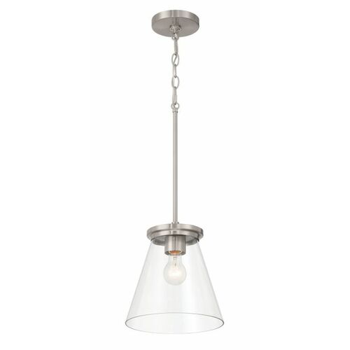 Craftmade Lighting Connell Brushed Polished Nickel Mini-Pendant Light with Conical Shade