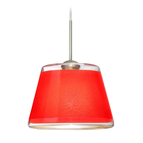 Besa Lighting Besa Lighting Pica Satin Nickel Mini-Pendant Light with Empire Shade 1JT-PIC9RD-SN