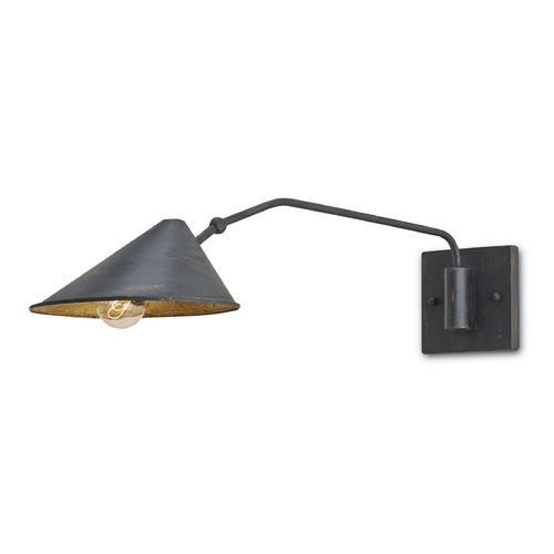 Serpa Wall Sconce in French Black/Gold Leaf by Currey & Company