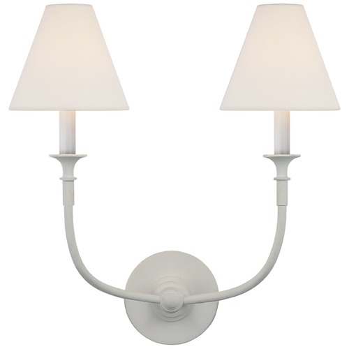 Visual Comfort Signature Collection Thomas OBrien Piaf Double Sconce in Plaster White by Visual Comfort Signature TOB2451PWL
