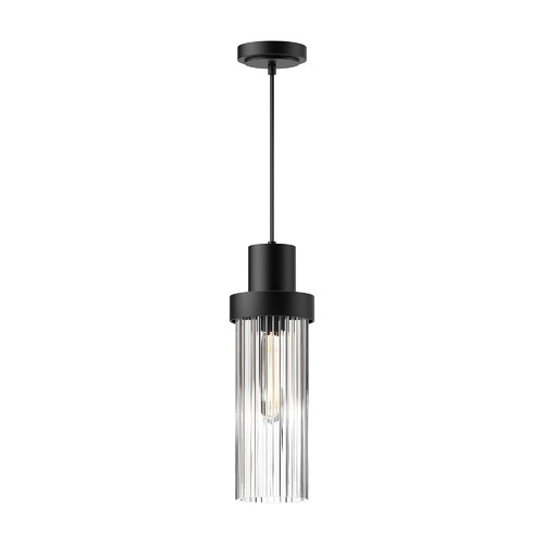 Kent Fluted Glass Mini Pendant in Matte Black by Alora Lighting
