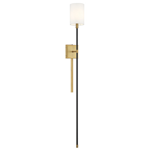 Meridian 49-Inch High Convertible Wall Sconce in Black & Natural Brass by Meridian M90069BNB