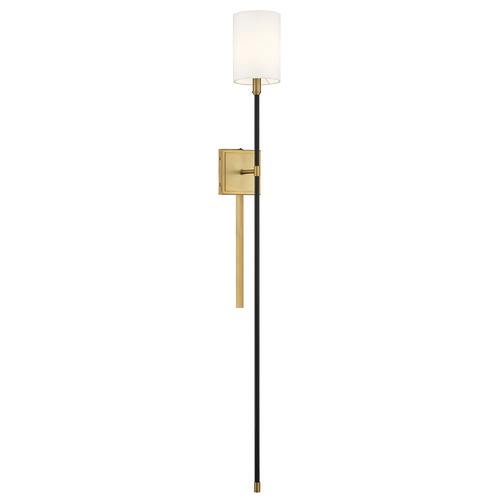 49-Inch High Convertible Wall Sconce in Black & Natural Brass by Meridian