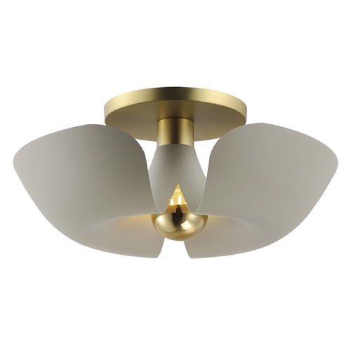 Poppy Storm Grey & Satin Brass LED Flush Mount by Maxim Lighting