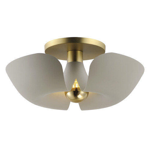 Maxim Lighting Poppy Storm Grey & Satin Brass LED Flush Mount by Maxim Lighting 11399SGSBR