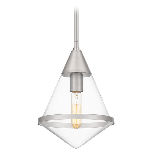 Quoizel Lighting Quoizel Lighting Quoizel Piccolo Pendant Brushed Nickel Mini-Pendant Light with Conical Shade QPP6160BN