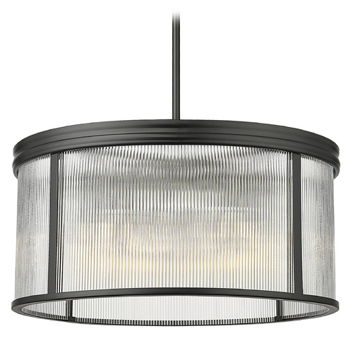 Z-Lite Carnaby Matte Black Pendant Light with Drum Shade
