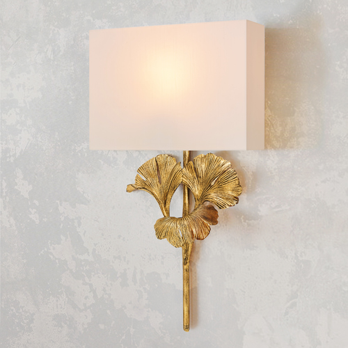 Currey and Company Lighting Gingko Chinois Antique Gold Leaf Sconce